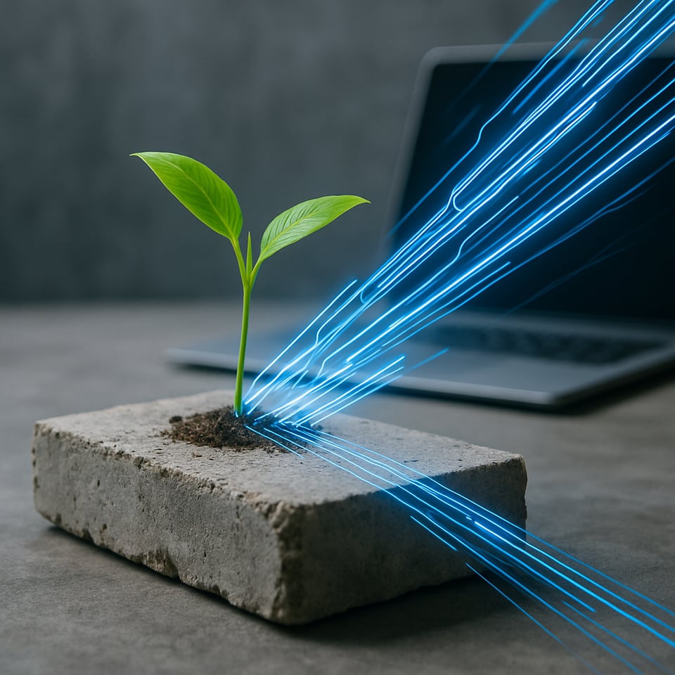 photographic AI growth is transforming concrete sustainability in a moder and real setup something to show the AI lighting speed growth